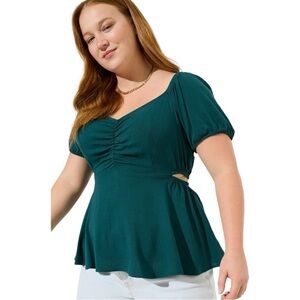 NWT Torrid Babydoll Rayon Slub Side Cutouts Top - Size: M (10)